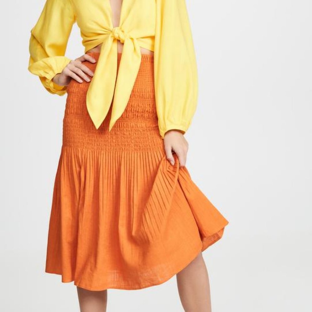 Nicholas Orange Smocked Skirt Size 2